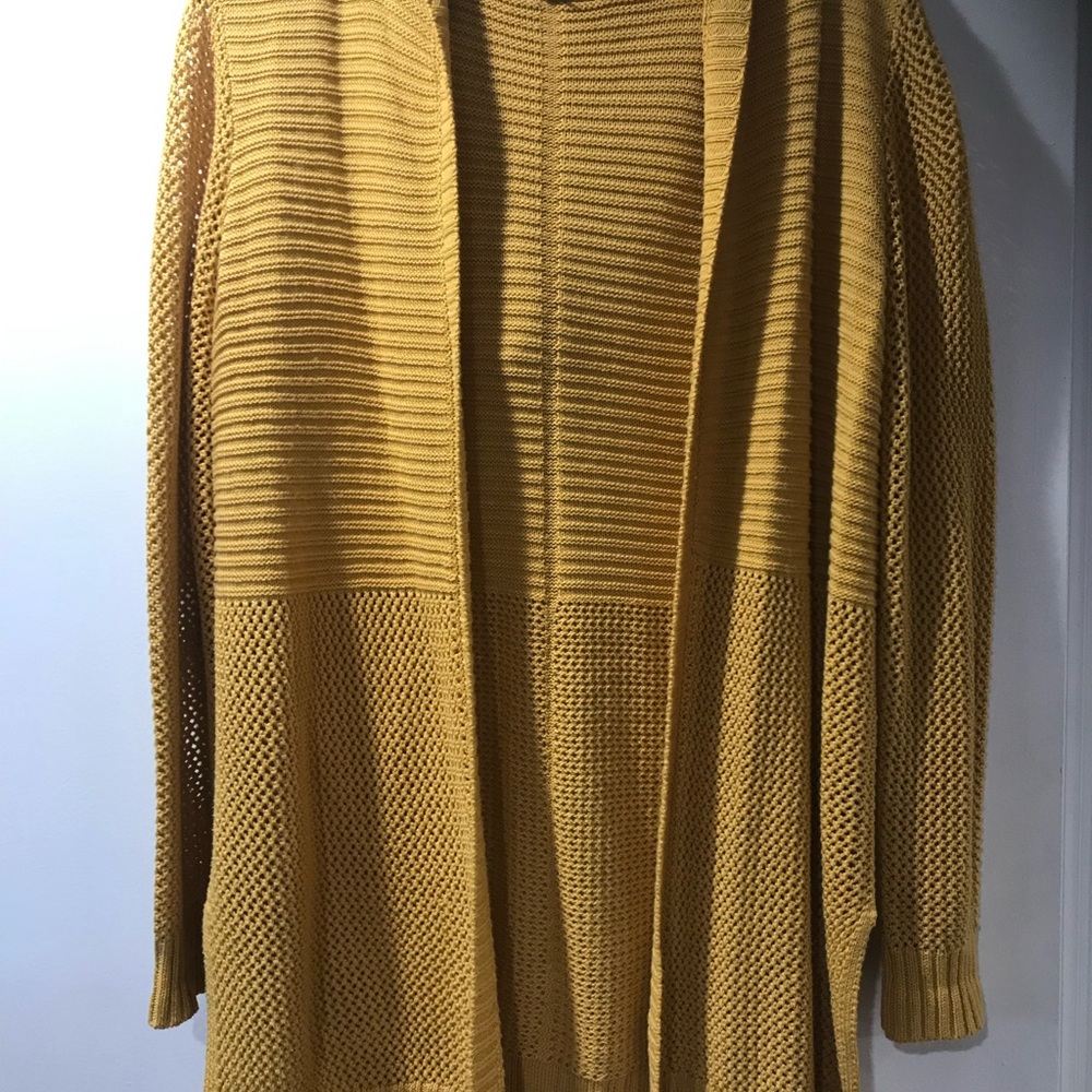 Marled Mustard Textured Knit Cardigan